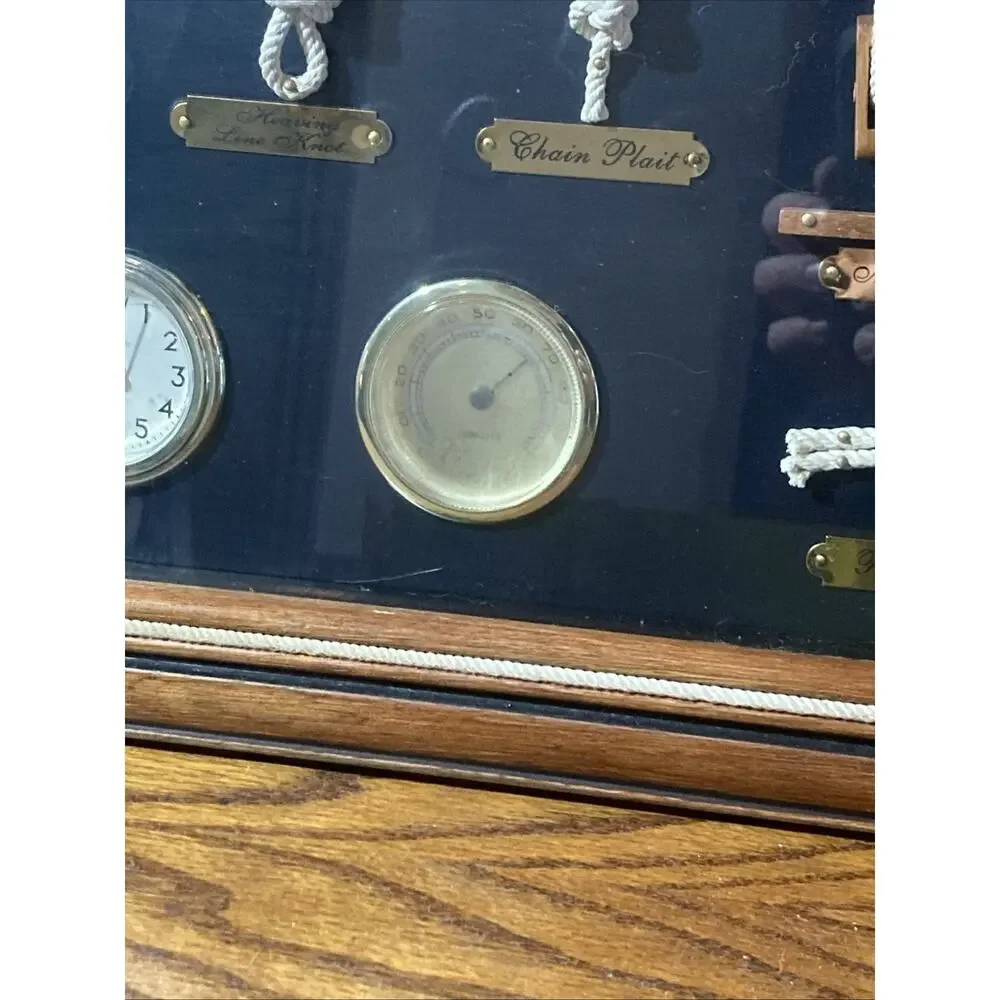 Fisherman's Knot 3 Gauge's ,Clock,Temp,Humidity Wall Decor 24 x 12 Framed